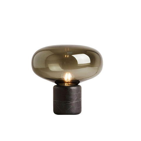 Smith Postmodern Marble Table Lamp by Elayne Lights - Elegant and Sophisticated Marble Lamp with Stained Glass Shade - European Style, Touch On/Off Switch, 31-40W Wattage Range, 2-Year Warranty - Dark Gray Iron Body with Black Frame - Perfect Addition to Bedrooms, Living Rooms, and Offices.