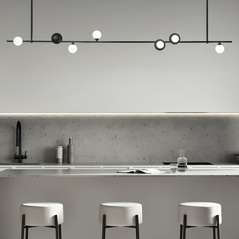 Barbella chandelier by Elayne Lights – Modern frosted glass and aluminum pendant with LED bulbs. Certified CCC, CE, ROHS, and more. Best lamps and lighting in Singapore for contemporary interiors.